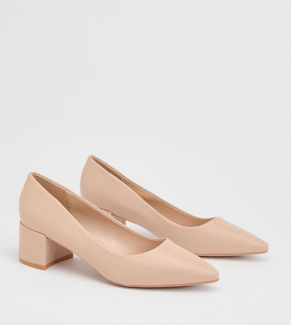 Rebecca Faux Leather Block Heel Pumps