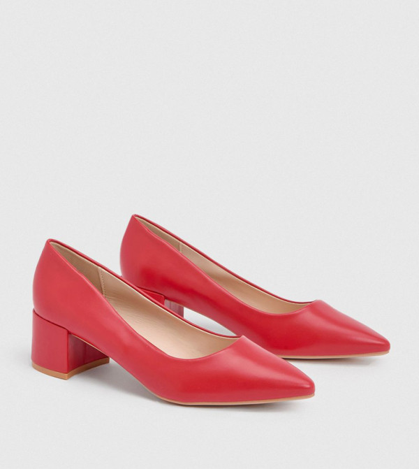 Rebecca Faux Leather Block Heel Pumps