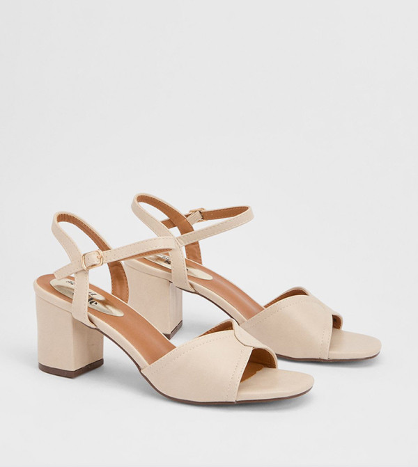 Keely Faux Leather Ankle Strap Block Heel Sandals