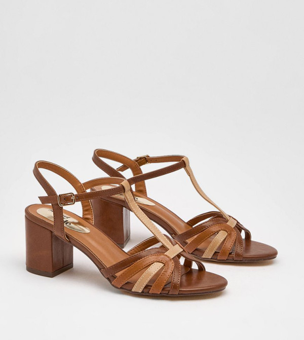 Bethany Strappy Faux Leather Block Heel Sandals