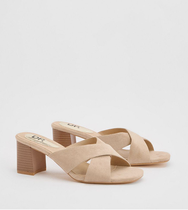 Jessica Faux Sued Cross Over Heeled Sandals