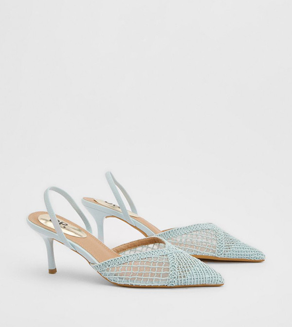 Gracie Mesh Woven Slingback Stiletto Heel Pumps