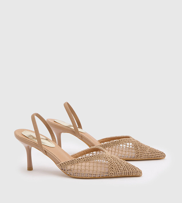 Gracie Mesh Woven Slingback Stiletto Heel Pumps