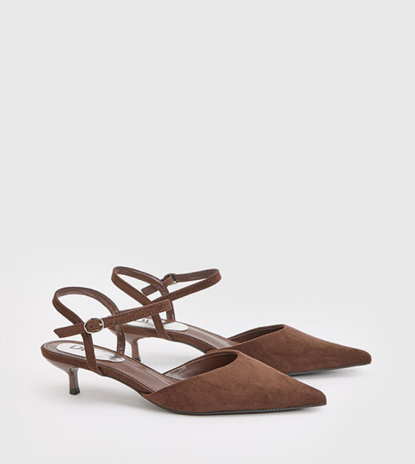 Vicky Faux Suede Point Toe Kitten Heel Pumps