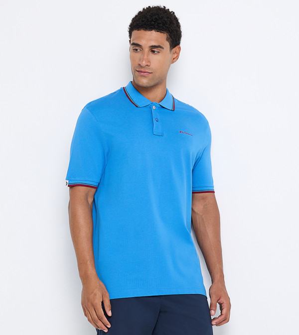 Contrast Tipping Short Sleeves Polo T-Shirt