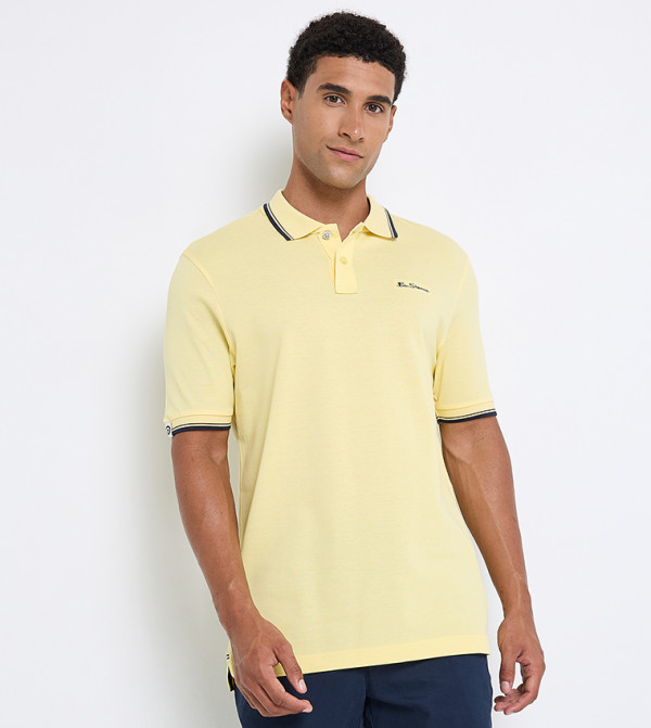Contrast Tipping Short Sleeves Polo T-Shirt