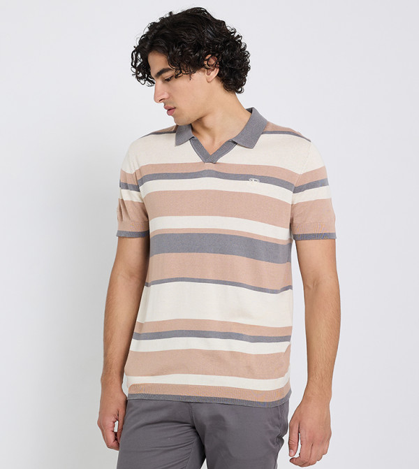 Striped Short Sleeves Polo T-Shirt