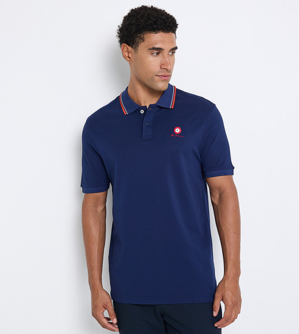 Contrast Tipping Short Sleeves Polo T-Shirt