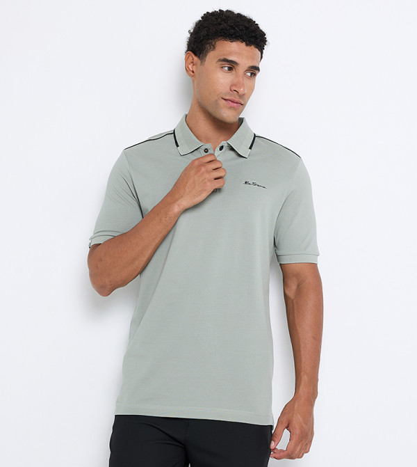 Contrast Tipping Short Sleeves Polo T-Shirt