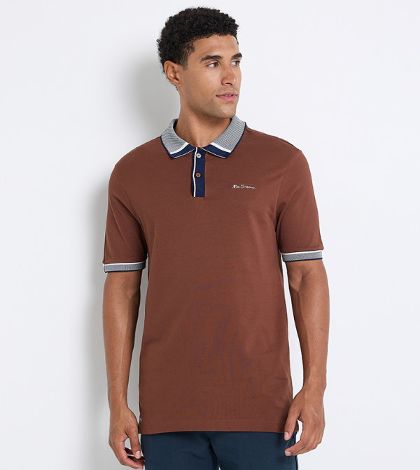 Contrast Detail Short Sleeves Polo T-Shirt