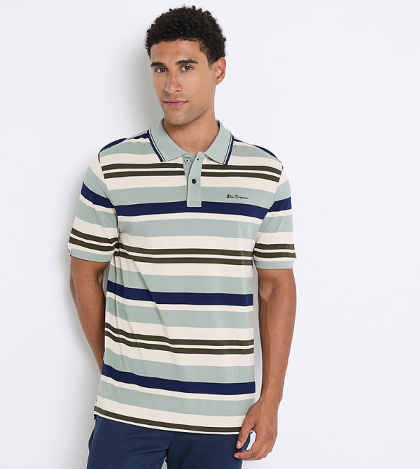 Striped Short Sleeves Polo T-Shirt