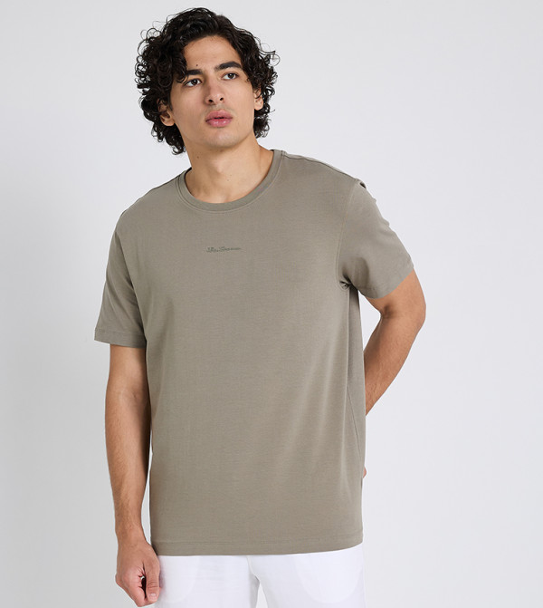 Logo Embroidered Crew Neck T-Shirt