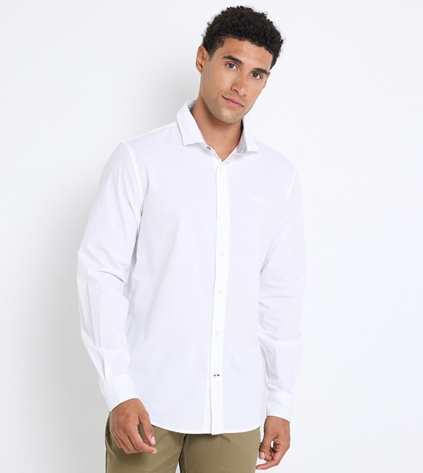 Solid Cotton Long Sleeves Shirt
