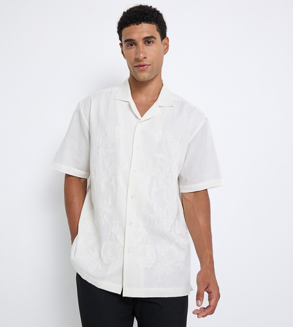 Embroidered Revere Collar Shirt