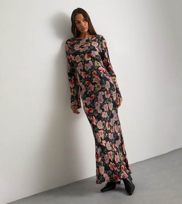 Bias Cut Scoop Back Midaxi Dress