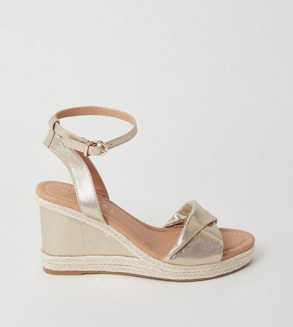 Wide Fit Richie Soft Twist Rope Detail Wedge Sandals