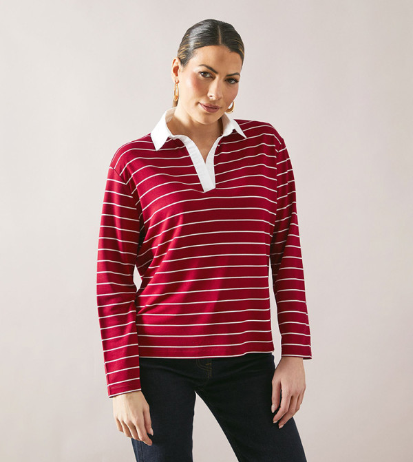 تي شيرت بولو مخطط للمقاسات الصغيرة