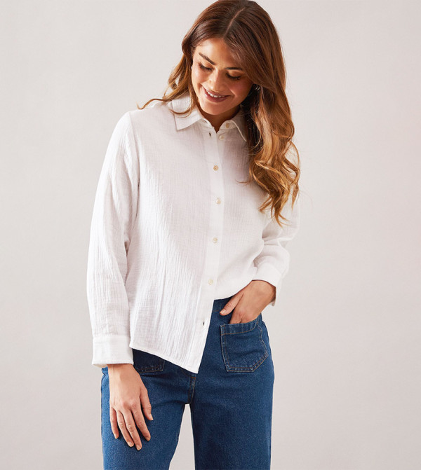 Textured Button Through Shirt