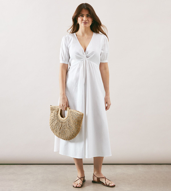 فستان ميدي بربطة أمامية  