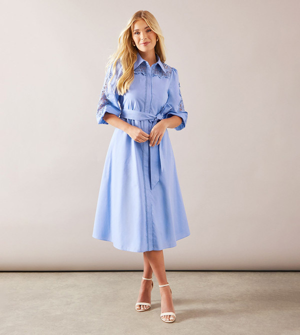 Petite Cutwork Detail Shirt Dress