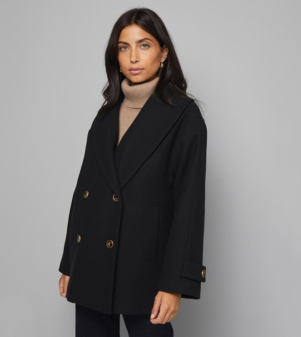 Shawl Collar Double Breasted Coat