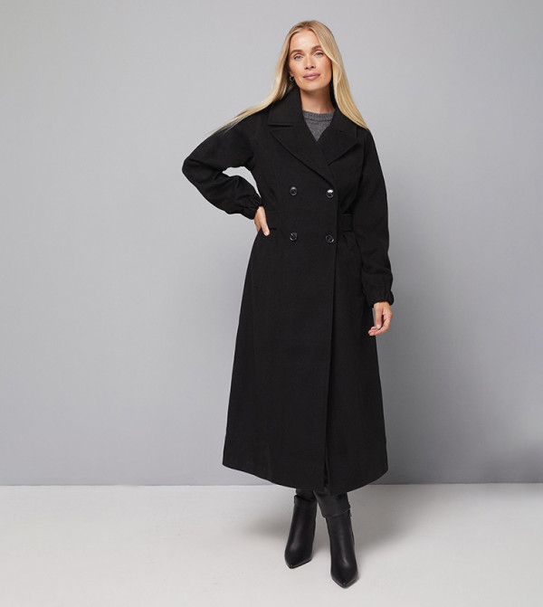 Petite Bellow Sleeves Double Breasted Coat