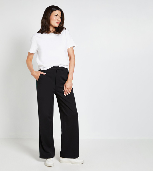Ponte Side Stripe Straight Fit Trousers