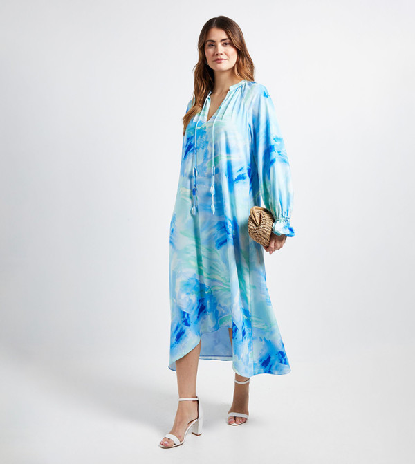 Abstract Tie Smock Dress