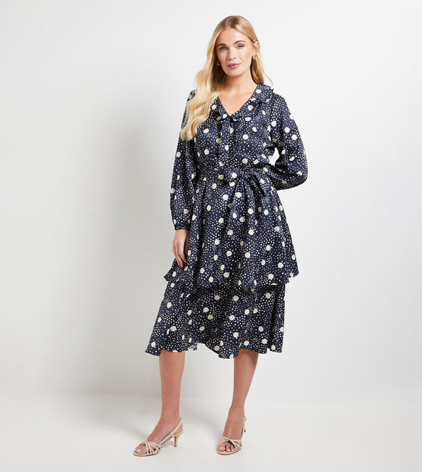 Petite Floral Print Ruffle Midi Dress