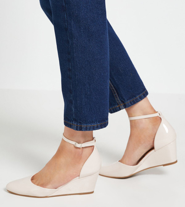 Wide Fit Nuria Faux Patent Leather Wedge Pumps