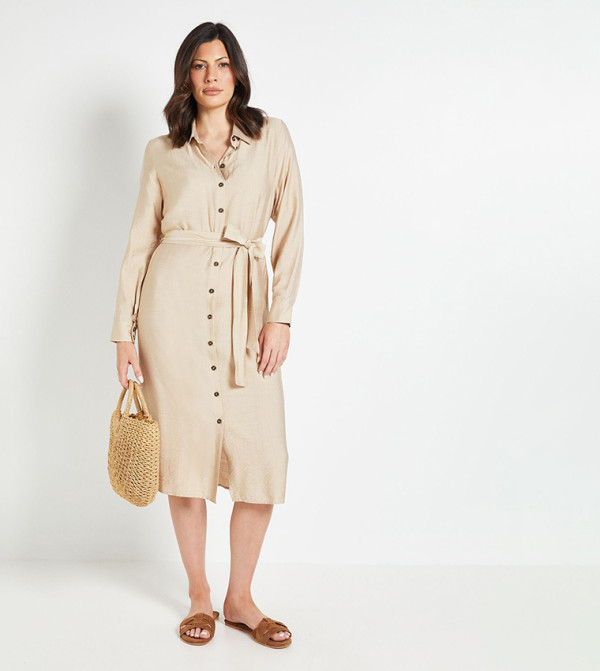 Collared Button Through Shirt Dress