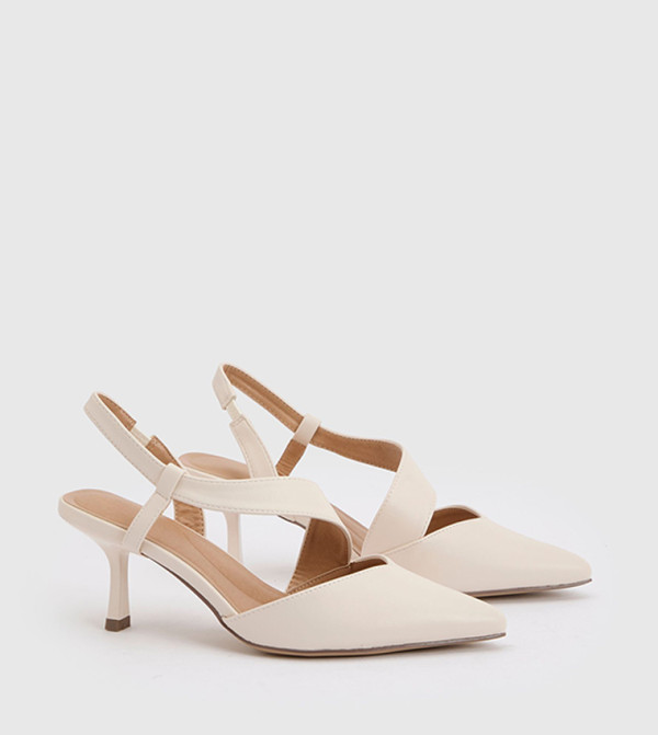 Evelyn Wide Fit Asymmetric Slingback Kitten Heel Pumps