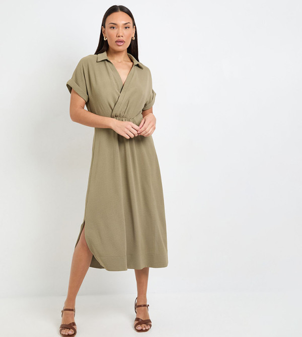 Woven Collar Midi Dress