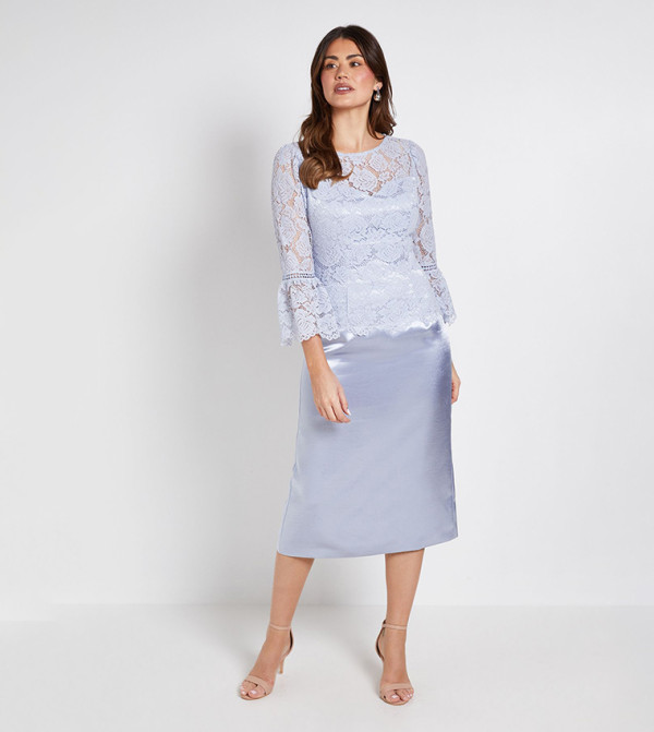 Lace Ruffle Sleeves Pencil Dress