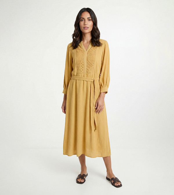 Short Sleeves Cheesecloth Midi Dress