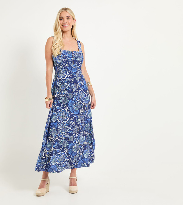 Petite Floral Button Maxi Dress