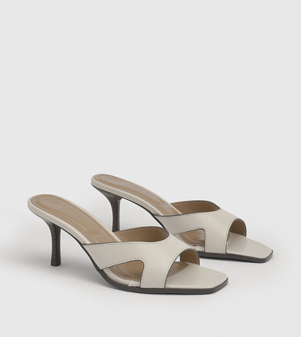 Maddie Faux Leather Stitch Detail Stiletto Heel Sandals