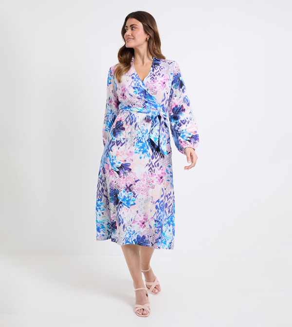 Floral Print Wrap Midi Dress