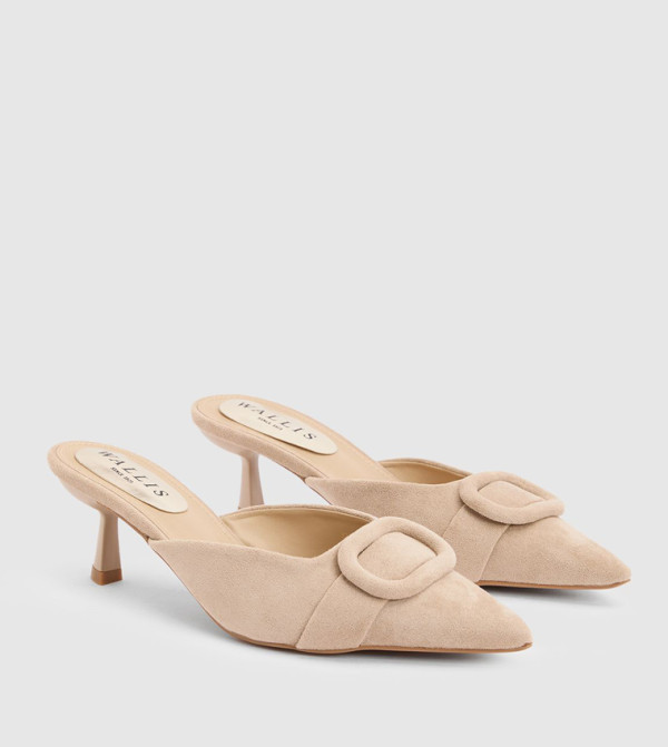 Paige Faux Suede Buckle Detail Kitten Heel Pumps