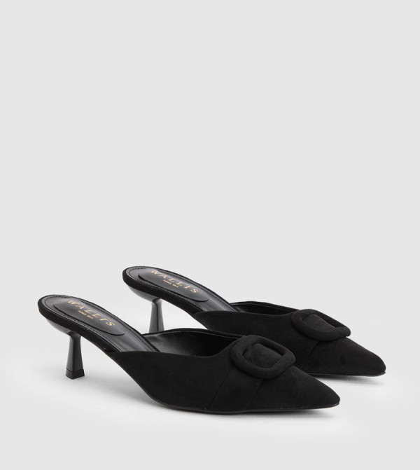 Paige Faux Suede Buckle Detail Kitten Heel Pumps