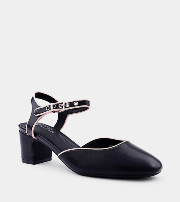 Block Heel Round Toe Pumps