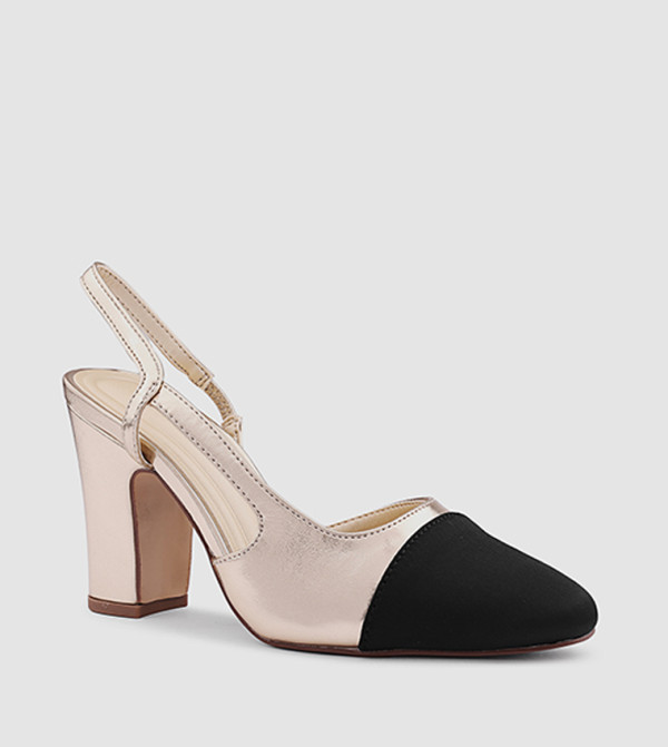 Textured Block Heel Pumps