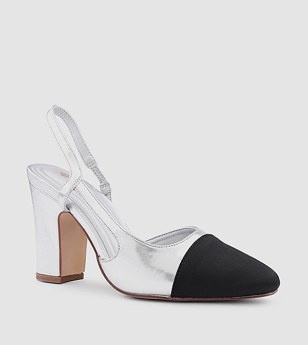 Textured Block Heel Pumps