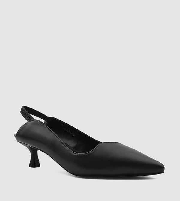 Textured Pointed Toe Slingback Pumps