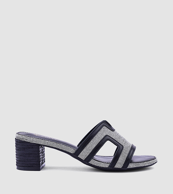 Patterned Block Heel Sandals