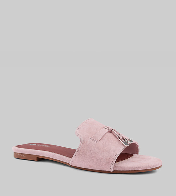 Tussle Detail Open Toe Flat Sandals