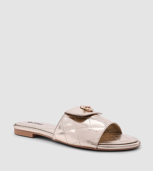 Metallic Quilted Flat Sandals