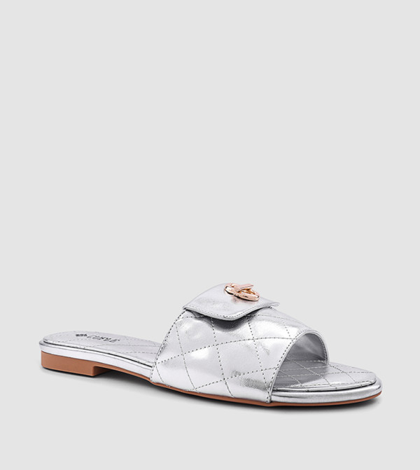 Metallic Quilted Flat Sandals