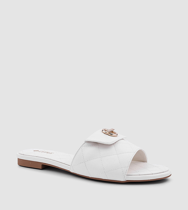 Metal Detail Quilted Flat Sandals
