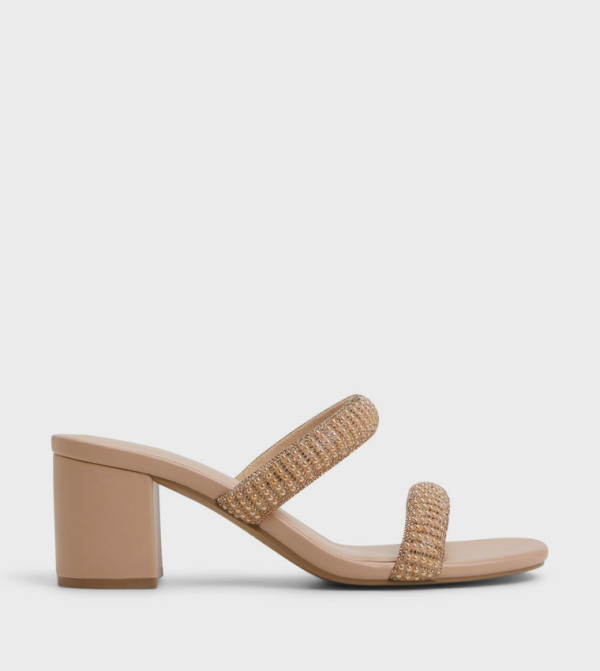 CALIANAA Embellished Block Heel Sandals